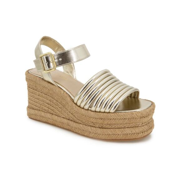KENNETH COLE NEW YORK Shoes - KENNETH COLE NEW YORK Womens Gold 2 Wedge Shelby Open Wedge Shoes 8.5 M